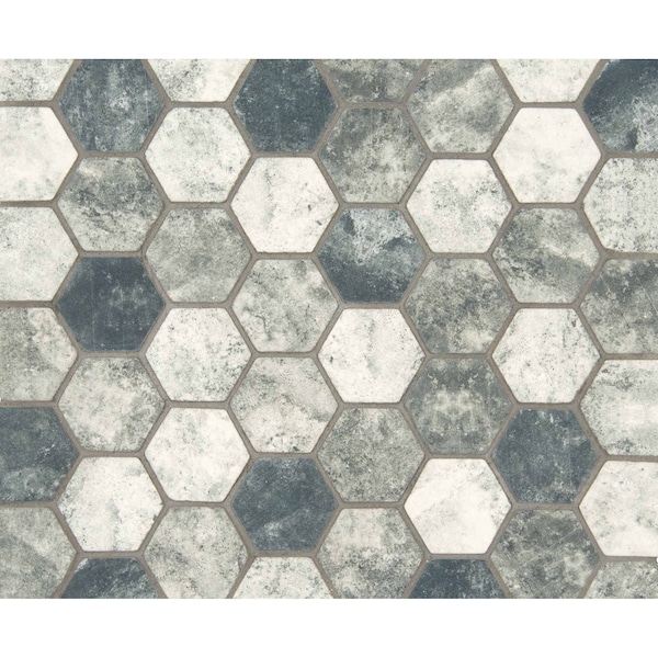 Urban Tapestry Hexagon SAMPLE Glass Mesh-Mounted Mosaic Tile